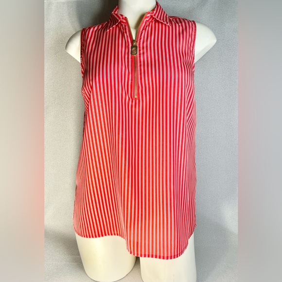 Michael Kors Red and White Stripe Top with gold MK hardware | Large - Picture 10 of 10